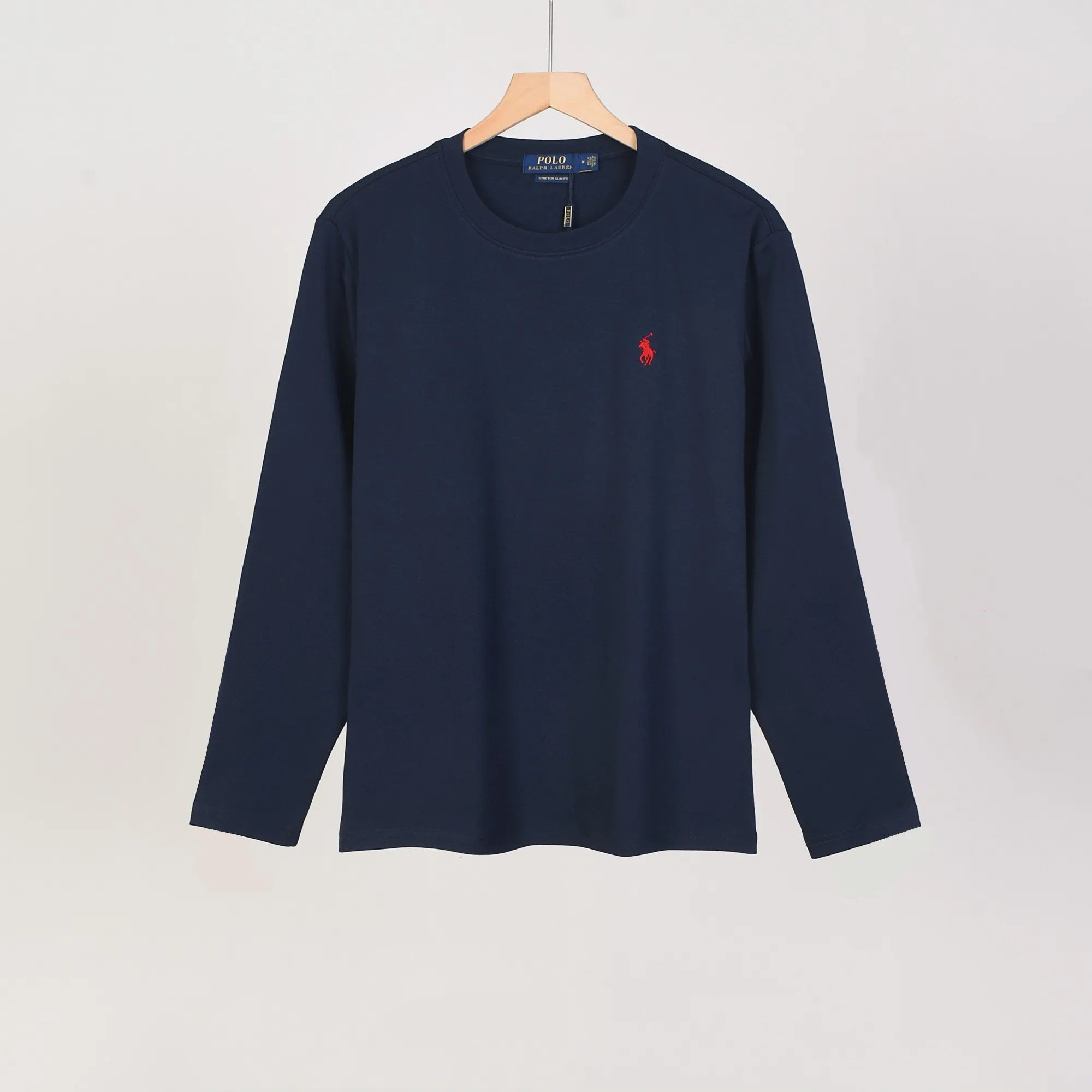 P154 501#Ralph Lauren pony round neck long-sleeved T-shirt Color: Black White Royal Blue Khaki Sky Blue Size: M-XXL Fabric: 230g water-soft cotton Water-soft cotton feels soft, does not pill, does not deform, is moisture-absorbent and breathable